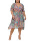 Фото #1 товара Plus Size Paisley Elbow-Sleeve Dress
