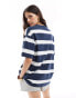 ASOS DESIGN oversized t-shirt in navy and white stripe