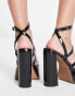 Фото #2 товара ASOS DESIGN Nighty triple strap platform heeled sandals in black