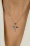 Charming silver pendant with zircons Angel cross PT67W