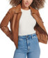Women's Faux Leather Laydown Collar Jacket