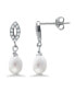 ფოტო #1 პროდუქტის White Oval Cultured Pearl and Pave Cubic Zirconia Drop Earring