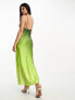 Фото #4 товара Miss Selfridge cowl back satin maxi dress in green ombre