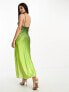 Miss Selfridge cowl back satin maxi dress in green ombre