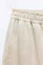 Linen blend wide-leg trousers with cutwork embroidery