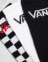 Vans 3 pack classic crew socks in black and white