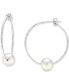ფოტო #1 პროდუქტის Cultured Freshwater Pearl (10mm) Textured Medium Hoop Earrings in 14k Gold-Plated Sterling Silver, 1.5"