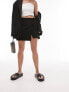 Topshop bengaline wrap mini skirt in black