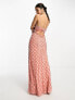 ASOS DESIGN two piece embellished sequin maxi dress in coral