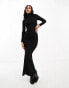 Фото #2 товара ASOS DESIGN ribbed roll neck long sleeve midi dress in black