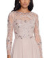 Petite Mesh-Sleeve Embellished Gown