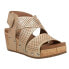 Фото #3 товара Corkys Guilty Pleasure Metallic Studded Wedge Strappy Womens Gold Casual Sandal