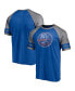 Фото #1 товара Men's Heather Royal New York Islanders Two-Stripe Raglan Tri-Blend T-shirt