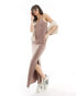 ONLY bodycon maxi dress with side split in taupe tiefes Braungrau, 2XL - EU 44 - фото #1