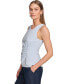 Women's Asymmetrical-Neck Ruched Sleeveless Top