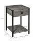 Industrial Grey End Table with Storage Shelf