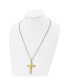 ფოტო #2 პროდუქტის Polished Yellow IP-plated Crucifix Pendant Curb Chain Necklace