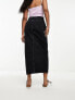 New Look split front denim maxi skirt in black wash