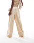 Mango wrap front linen mix trouser in beige