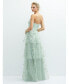 Фото #2 товара Strapless 3D Floral Embroidered Dress with Tiered Maxi Skirt