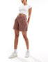 ASOS DESIGN relaxed dad short with linen in brown