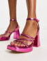 Фото #1 товара Stradivarius multi strap block heel sandal in metallic pink