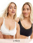 Фото #2 товара Lindex Mom 2 pack seamless with lace nursing bra in white and black