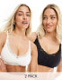 Lindex Mom 2 pack seamless with lace nursing bra in white and black