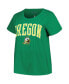 ფოტო #3 პროდუქტის Women's Green Oregon Ducks Plus Size Arch Over Logo Scoop Neck T-shirt
