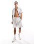 New Look striped linen blend short in white