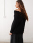 Фото #4 товара Weekday Lori off shoulder lightweight knit jumper in black exclusive to ASOS