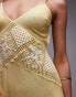 Topshop crochet linen mix sundress in yellow