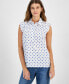 ფოტო #1 პროდუქტის Women's Cotton Dot-Print Ruffled-Trim Top