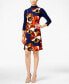 Фото #3 товара ECI Floral Print Layered Look A Line Dress Floral Print Red Navy Multi S