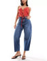 Фото #5 товара River Island barrel leg jean in midwash blue