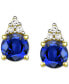 Sapphire (7/8 ct. t.w.) & Diamond Accent Stud Earrings in 14k Yellow Gold (Also in Emerald, Ruby, Morganite & Tanzanite)