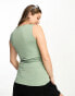 Mamalicious Maternity sleeveless t-shirt with ruched detail in green