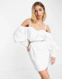 Фото #2 товара Lashes Of London cold shoulder volume sleeve embellished cut out mini dress in white