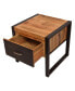 24 Inch Single Drawer Mango Wood Bedside Table, Iron Sled Style Base, Brown, Black