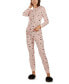 ფოტო #1 პროდუქტის Women's Ski Chalet Pattern Long Sleeve Tapered Bottom 2 Piece Pajama Set