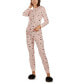 Women's Ski Chalet Pattern Long Sleeve Tapered Bottom 2 Piece Pajama Set