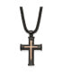 Фото #1 товара Black and Rose IP-plated Cross Pendant Box Chain Necklace