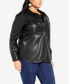 Фото #3 товара Plus Size Tyler Faux Leather Shacket Jacket