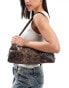 Glamorous 90s shoulder bag with silver hardware in washed brown