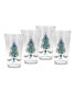 Фото #1 товара Blue Christmas Tree Tapered Cooler 4 Piece Glass Set, 16 oz
