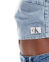 Фото #3 товара Calvin Klein Jeans tie detail crop top in light wash