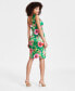 Фото #2 товара Women's Twist-Front Floral Stretch Satin Dress