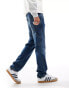 Фото #2 товара ASOS DESIGN straight leg jeans with carpenter detail in mid wash blue