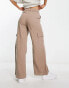 Фото #2 товара ASOS DESIGN cargo trouser with linen in taupe