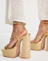 Public Desire Blissful raffia strappy platforms in gold Золотистый, 40 - фото #2